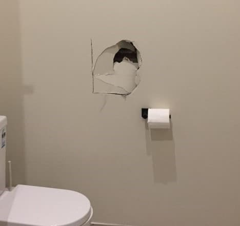 Hole in internal plaster wall